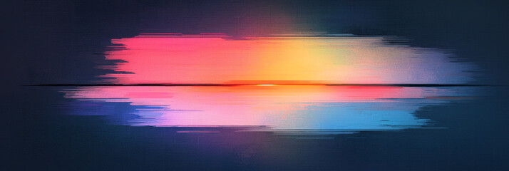 Aufkleber - Glitch-inspired collage of fragmented color lines weaving through a minimal dark environment, edgy
