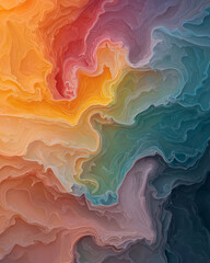 Aufkleber - Painterly overhead shot capturing multiple broad arcs merging into a fluid mosaic of color, subtle