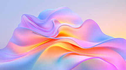 Poster - Dreamlike composition featuring glossy, liquid-like forms in hot pink and electric blue, subtle