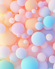 Poster - Surreal overhead perspective capturing semi-transparent blobs in a rainbow of neon hues, gentle