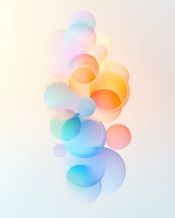 Aufkleber - Layered arrangement of transparent neon blobs reflecting onto each other, pastel edges, airy