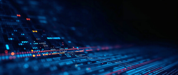 Aufkleber - Big data stream flowing in cyberspace with orange and blue lights
