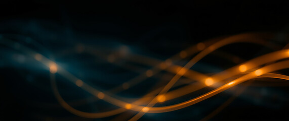 Leinwandbilder - Abstract orange trails of light creating a flowing pattern on a dark background