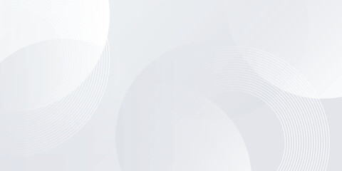 Wall Mural - White geometric abstract background overlap layer on bright space with lines effect decoration. Modern graphic design element circles style concept for banner.