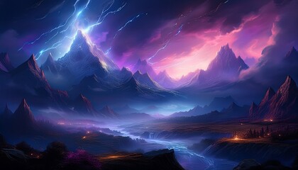 Wall Mural - northern lights in the mountains