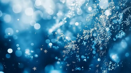 A serene blue background with snowflakes and soft bokeh effects, evoking winter vibes.