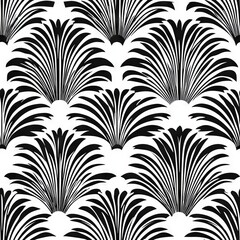 Seamless Pattern - Graphic black and white art deco floral pattern design for backgrounds.