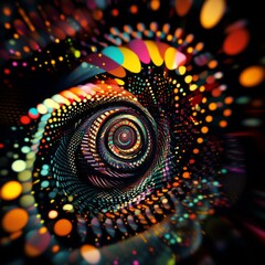 Aufkleber - Abstract Geometric Vortex of Vibrant Colors and Light, a Mesmerizing Colorful Portal