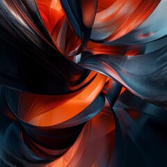 Aufkleber - Abstract Swirls of Orange and Dark Blue: A Captivating Dance of Color and Form, Texture and Light