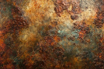Poster - A textured image showing a rusty metallic surface with varying shades of brown, orange, and green.