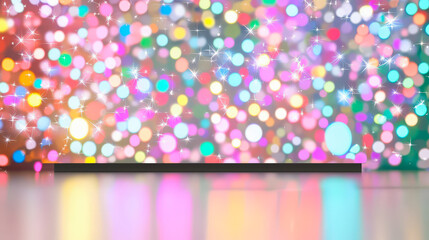 Leinwandbilder - Colorful bokeh lights create a festive atmosphere in a bright indoor space during a celebration