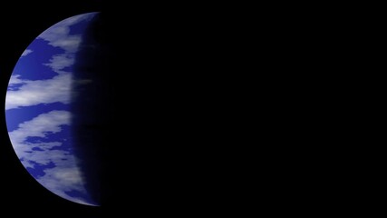 Wall Mural - alien planet rotating on dark background with clouds