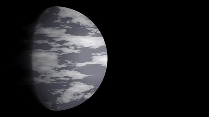 Wall Mural - alien planet rotating on dark background with clouds