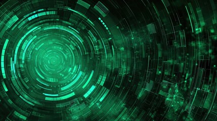 Abstract green digital tunnel, futuristic technology background, website header