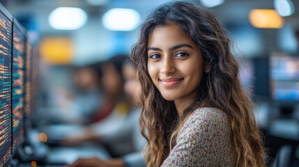 Portrait of a Smiling Young Female Software Engineer