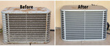 Before and after comparison of an evaporator coil cleaning, cleanliness