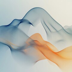 Leinwandbilder - Abstract Interwoven Waves of Blue and Orange: A Serene Digital Art Composition for Minimalist Design
