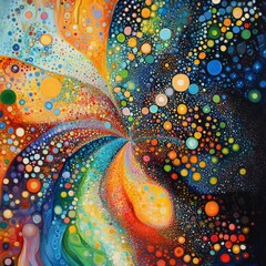 Fototapete - A Swirling Symphony of Colorful Orbs: An Abstract Representation of Cosmic Harmony and Infinite Possibilities