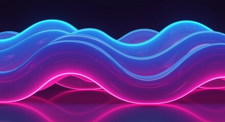 Wall Mural - Blue and pink wavy abstract shapes. Modern digital background in neon colors.