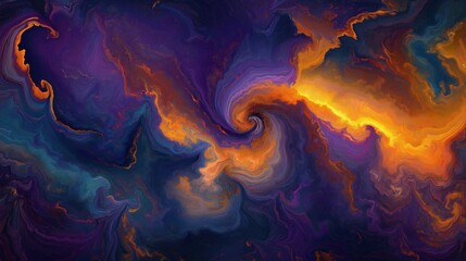 Wall Mural - Vibrant cosmic nebula swirl with deep space abstract fluid textures