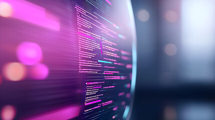 A computer screen with a purple background and a blue