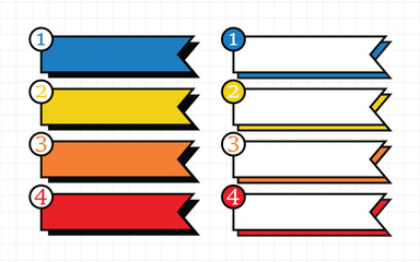 Wall Mural - retro text box aesthetic ribbon infographic label element shape set