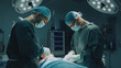 © Myimages - Medical team men doctors surgeons medics processing bariatric surgery stomach belly surgical operation with scalpel illness tumor sore emergency aid treatment hospital clinic health patient medicine