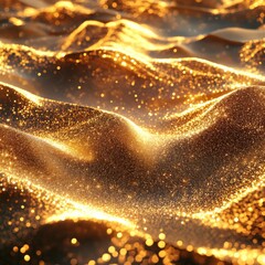 Leinwandbilder - Golden Dune: A Luxurious Landscape of Sparkling Lights and Textures, Inviting Exploration and Wonder 