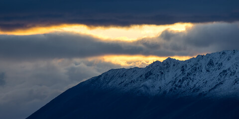 Wall Mural - scenic snow covered mountains landscape near denali national park along denali highway in alaska
