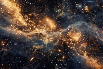 Wall Mural - a breathtaking view of a star-filled night sky, showcasing intricate patterns of golden star cluster