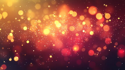 Wall Mural - Red christmas abstract background. glowing background with golden dust, sparkles, shimmer, particles. new year mockup for celebrating. generative ai. Radiance - Sunset. Illustration