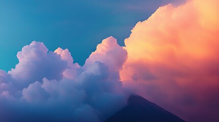 Wall Mural - there's a massive cloud in the sky, with a mountain in the background and a plane flying above