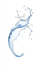 Aufkleber - Perfect arc of fresh blue water splashing with glossy transparency and dynamic wave shape. High-speed photography effect on a white background.