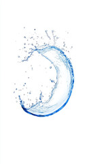 Aufkleber - Perfect arc of fresh blue water splashing with glossy transparency and dynamic wave shape. High-speed photography effect on a white background.