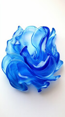 Aufkleber - Swirling splash of vibrant blue water with crisp wave edges and floating droplets on white backdrop. Cinematic lighting and macro fluid motion.