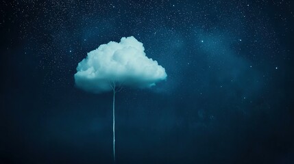 Wall Mural - a cloud with a stick extending from its center floats in the sky