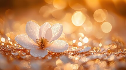 Wall Mural - Magnolia blossom glows in golden light, bokeh backdrop for nature and floral themes