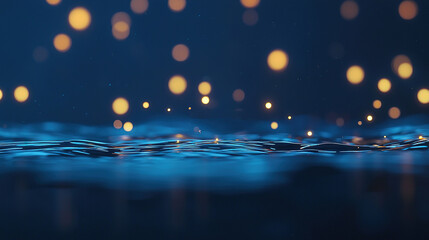 Wall Mural - blurry image of aerial lights over dark water body