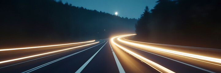Wall Mural - a highway with colorful light trails, symbolizing the speed and movement of digital marketing. gener