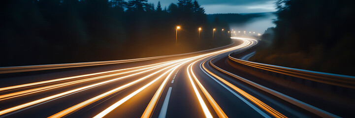 Wall Mural - a highway with colorful light trails, symbolizing the speed and movement of digital marketing. gener