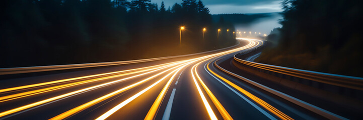 Wall Mural - a highway with colorful light trails, symbolizing the speed and movement of digital marketing. gener