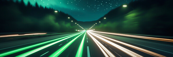 Wall Mural - 3d rendering view of highway in city high speed motion blur. ai generated image
