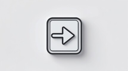 3D Arrow Icon in Square Frame - Modern Design for Navigation, User Interface, and Technology Ap