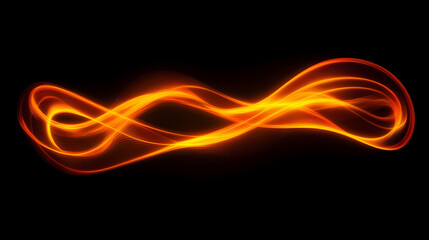 Sticker - Abstract neon light streaks curved in dynamic motion. Energy - Fire. Illustration