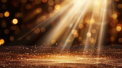 Wall Mural - bright stage lights and shimmering gold glitter create a stunning backdrop, perfect for showcasing y