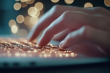 Close-up of hands typing on a Laptop