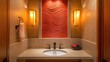 © Pannee - A contemporary guest bathroom with stylish wall sconces adding warmth.