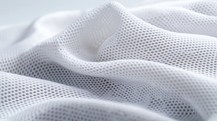 Close-up of white mesh fabric with folds.