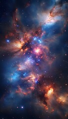 Wall Mural - cosmic celestial nebula displays brilliant colors and stellar formations above
