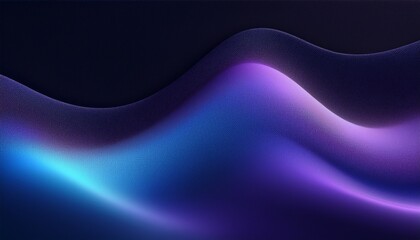 Abstract grainy blue purple color gradient wave black background glowing light dark backdrop